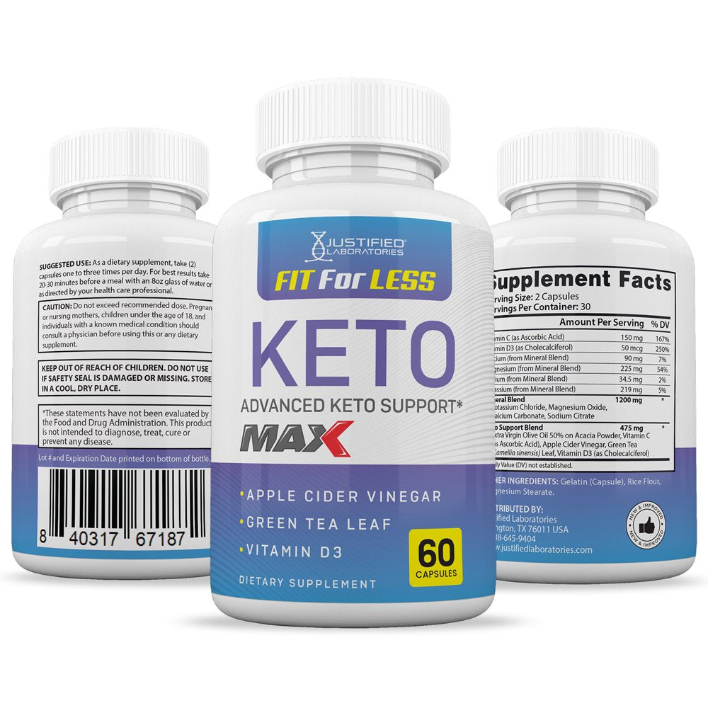 (2 Pack) Fit for Less Keto ACV MAX Pills 1675Mg Alternative to Gummies Dietary Supplement 120 Capsules