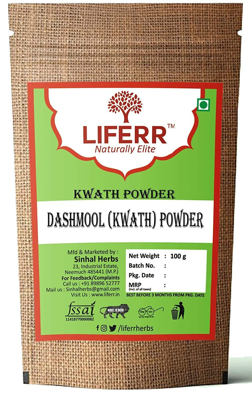 WWWWW LIFERR Dashmool Powder | Dashamoola | Dashamula Powder | 200G