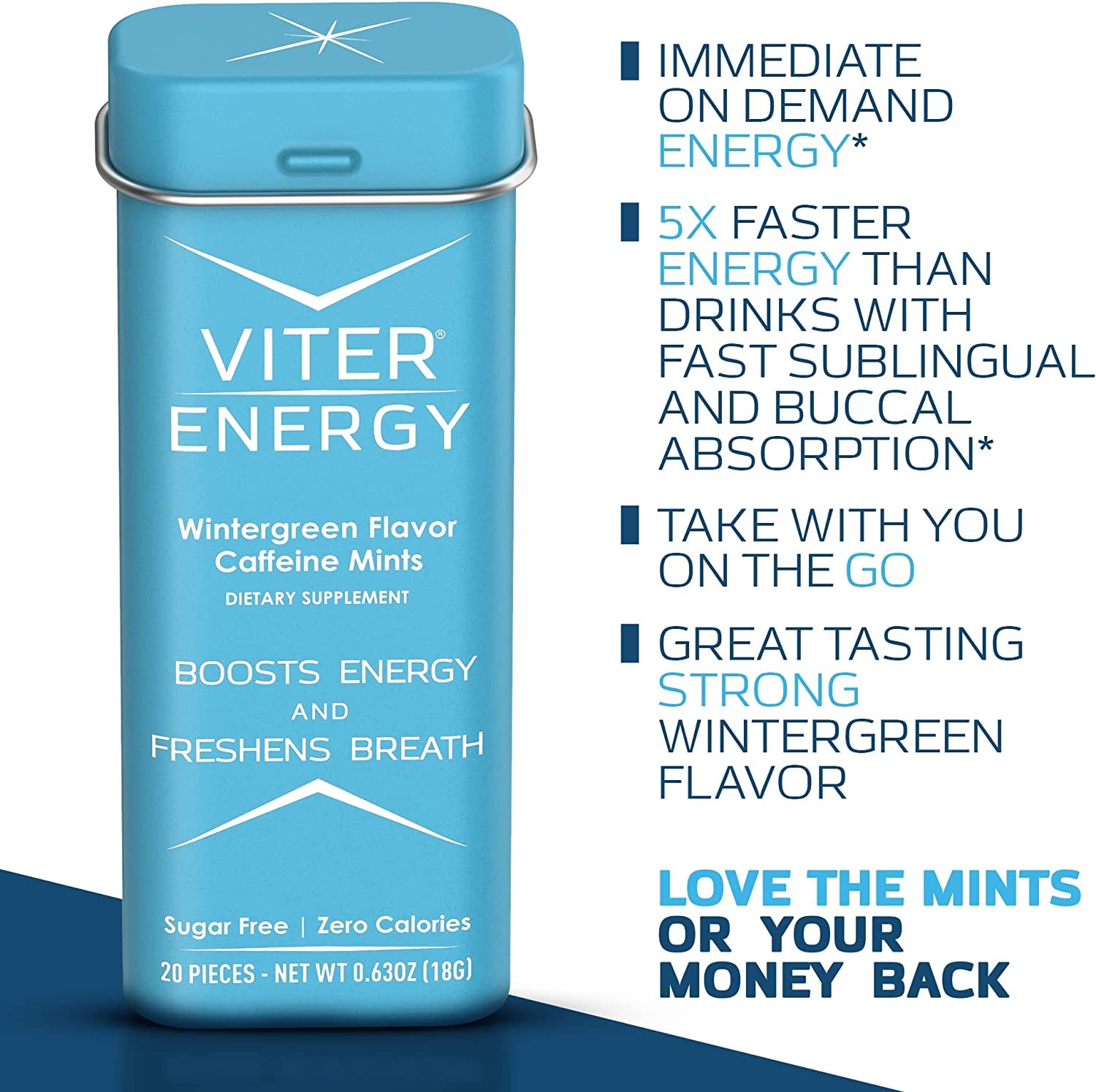 Viter Energy Original Caffeine Mints All 5 Flavors 6 Pack Bundle for 30 Total Packs - 40Mg Caffeine, B Vitamins, Sugar Free, Vegan, Powerful Energy Booster for Focus and Alertness