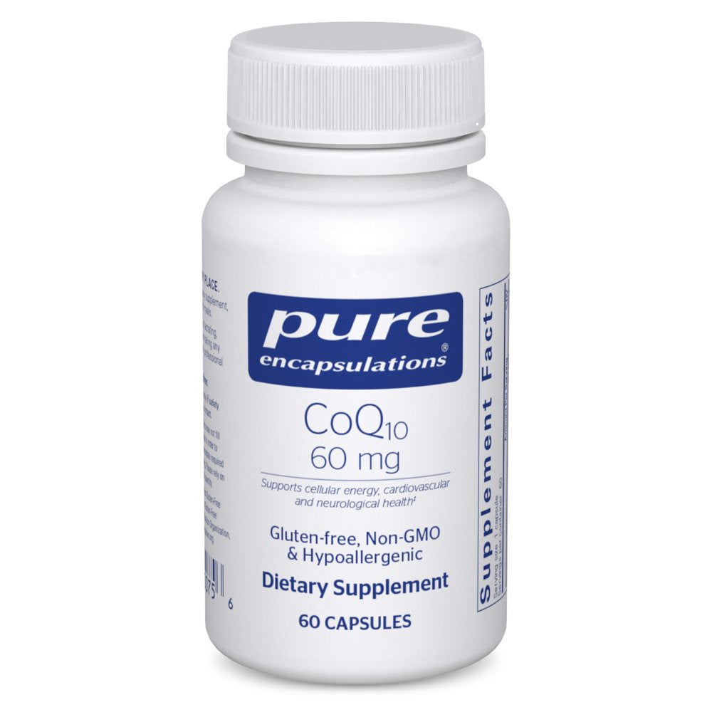 Pure Encapsulations Coq10 60 Mg | Coenzyme Q10 Supplement for Energy, Antioxidants, Brain and Cellular Health, Cognition, and Cardiovascular Support* | 60 Capsules