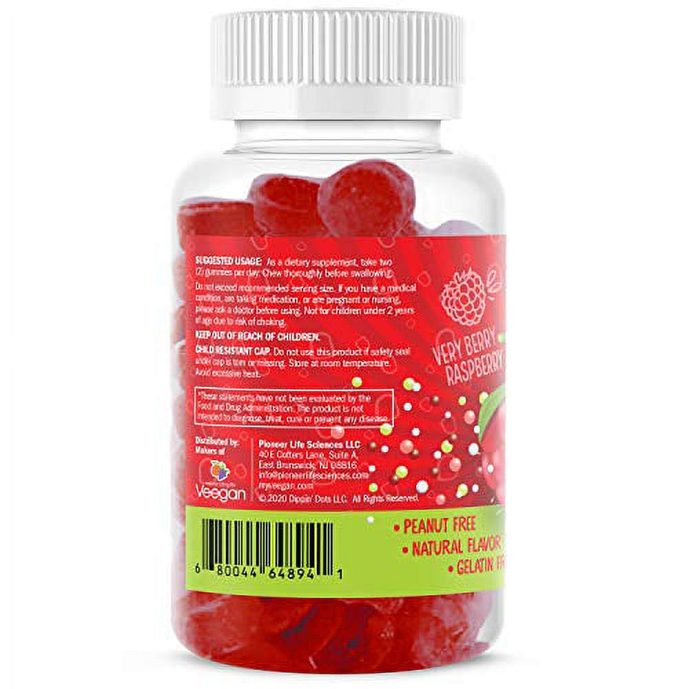 Dippin' Dots - Extra Strength Biotin 5000Mcg (60 Gummies) Healthy Hair, Skin & Nails | High Potency Biotin in Delicious Very Berry Raspberry Natural Fruit Pectin Chews | Vegan, Non-Gmo Glute