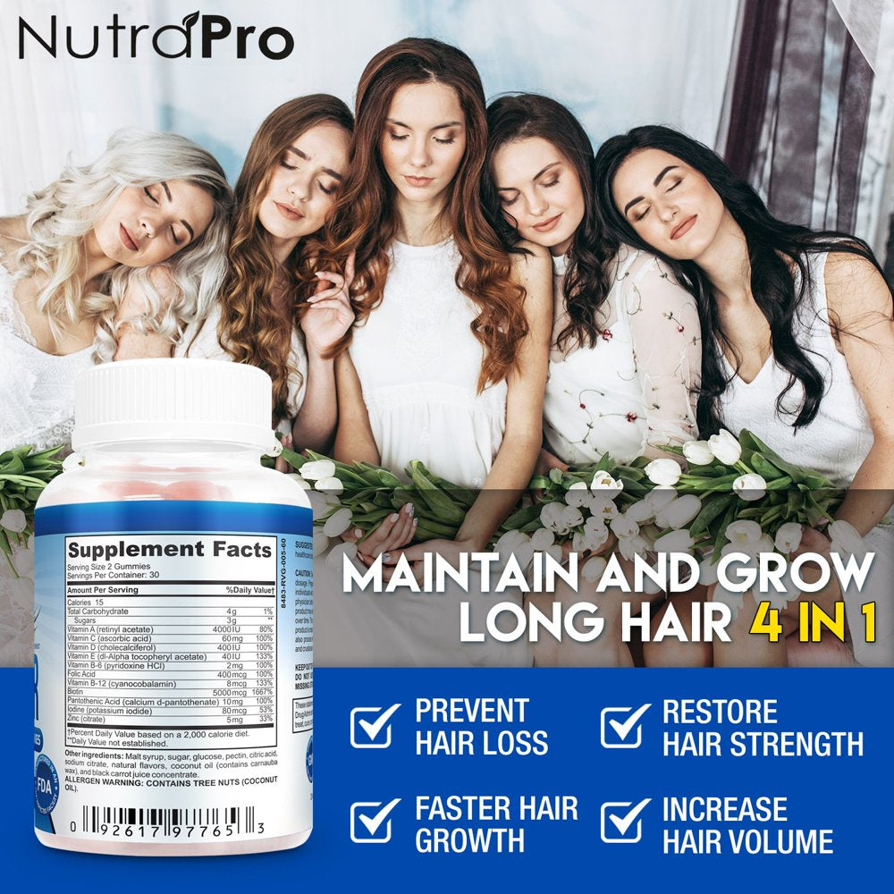 Long Hair Gummies – Anti-Hair Loss Supplement for Fast Hair Growth of Weak, Thinning Hair by Nutrapro