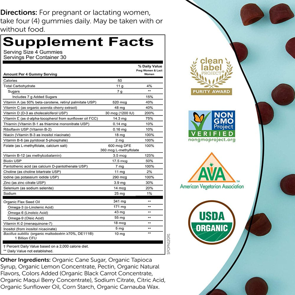Smartypants Vitamins Organic Prenatal Complete Gummies, 120 Count