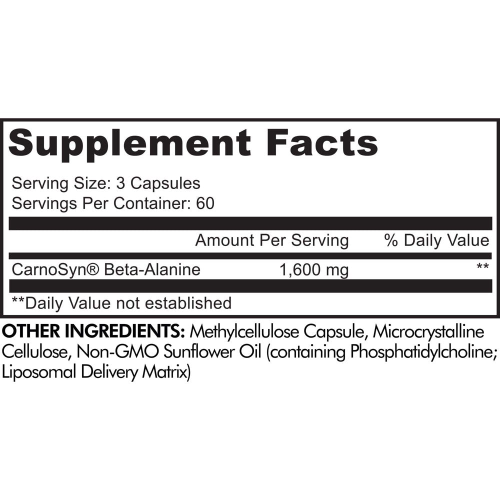 Codeage Liposomal Beta-Alanine Supplement, Carnosyn Beta Alanine 1600 Mg, Amino Acid Sports, 180 Ct