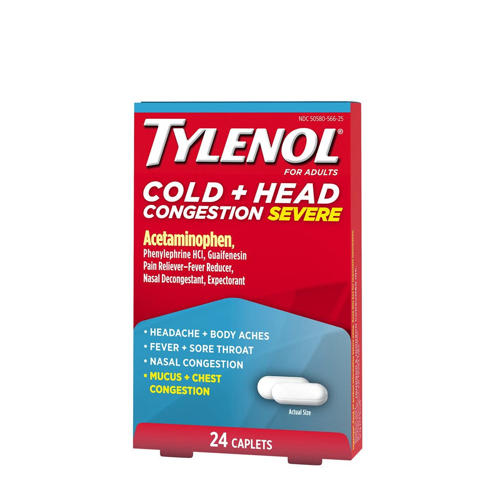 Tylenol Cold + Head Congestion Severe Medicine Caplets, 24 Ct.