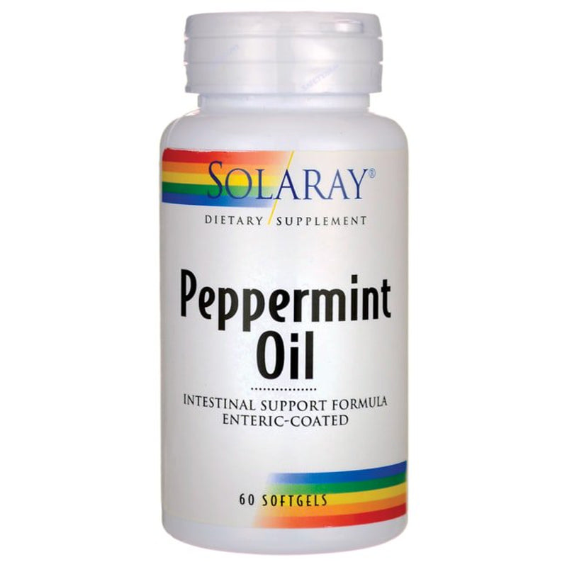 Solaray Peppermint Oil Enteric Coated W/ Rosemary & Thyme Oil | Healthy, Soothing Digestion Support | 60 Softgels