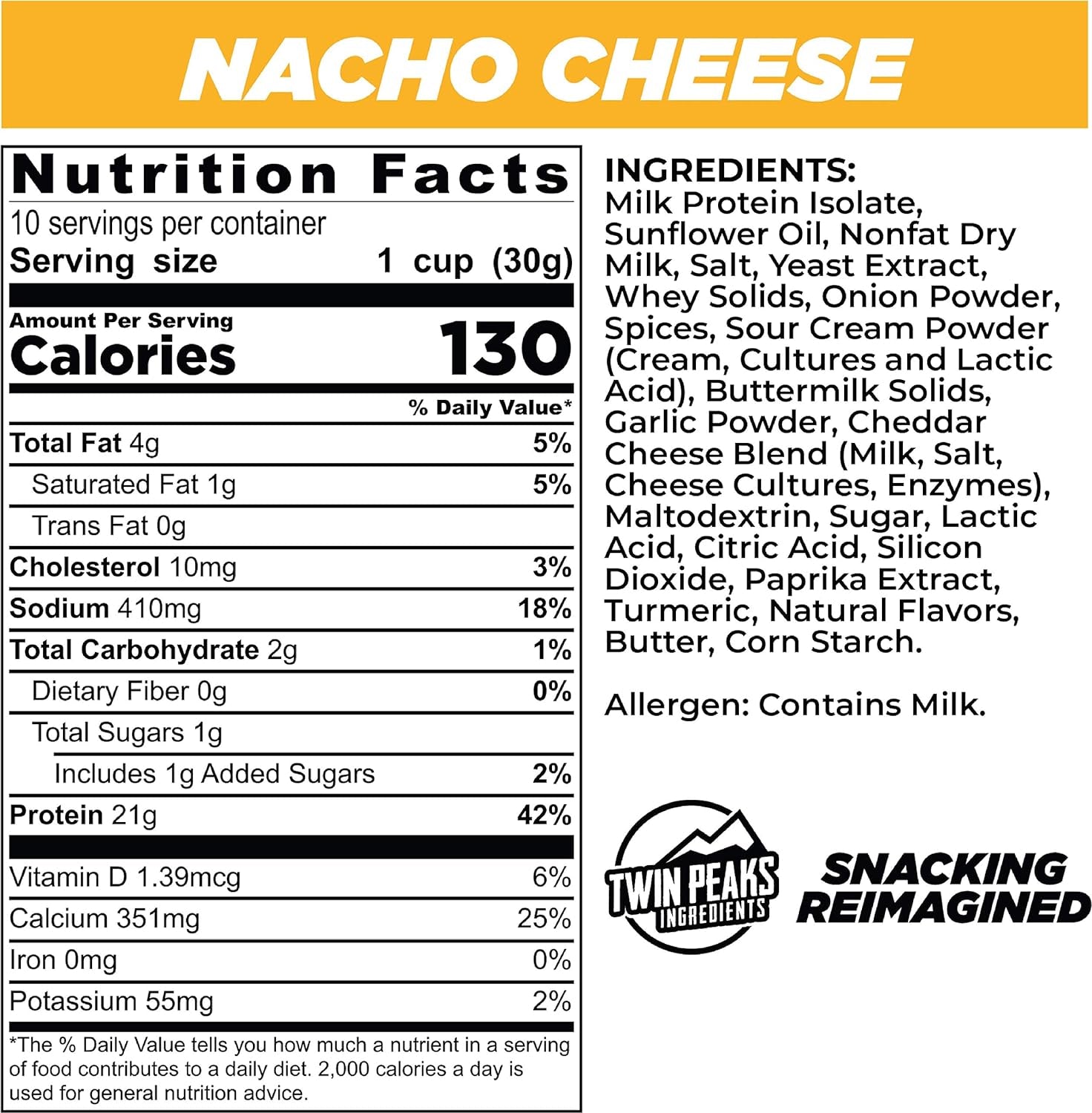 Twin Peaks Low Carb, Keto Friendly Protein Puffs Combo Pack, 1 Jug Sour Cream Flavor Puffs + 1 Jug Nacho Cheese Flavor Puffs