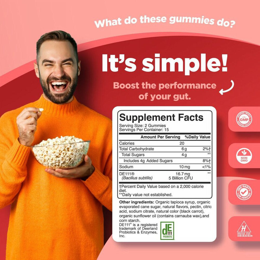 Healthy Gut Probiotic and Digestive Health Gummies for Adults - 30 Gummies