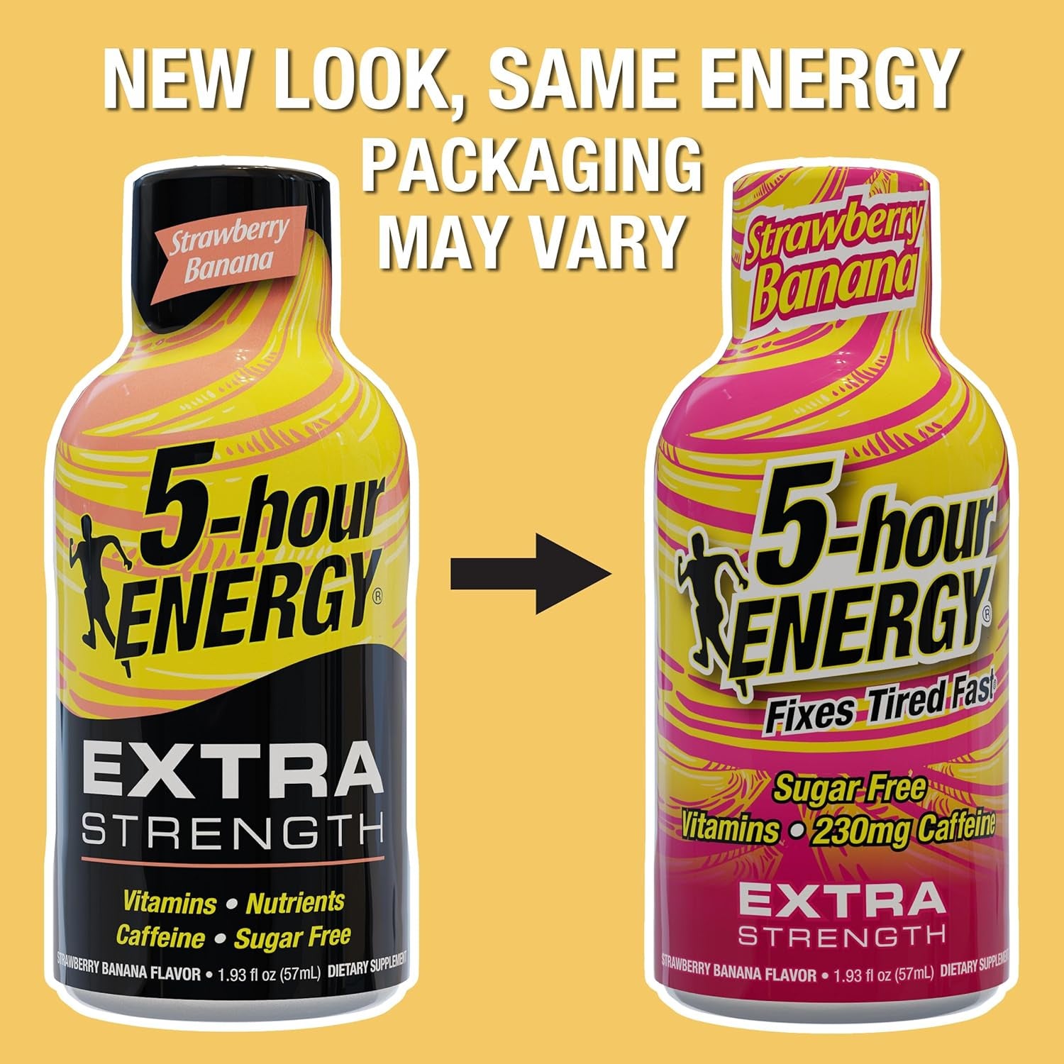 5-Hour ENERGY Extra Strength Energy Shot | Strawberry Banana Flavor| 1.93 Oz. | 24 Count | Sugar-Free & Zero Calories | B-Vitamins & Amino Acids | 230Mg Caffeinated Energy Shot | Dietary Supplement