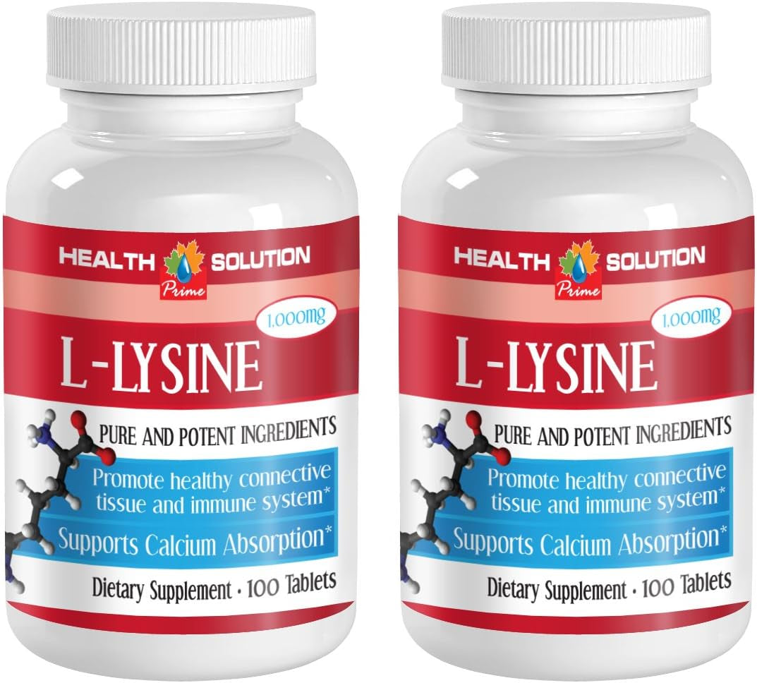 Lysine Stress - L-LYSINE Pure and Potent INGREDIANES, Immune System Booster, Supports Calcium Absorption - Collagen plus with Lysine and Vitamin C, 2B (200 Tablets)