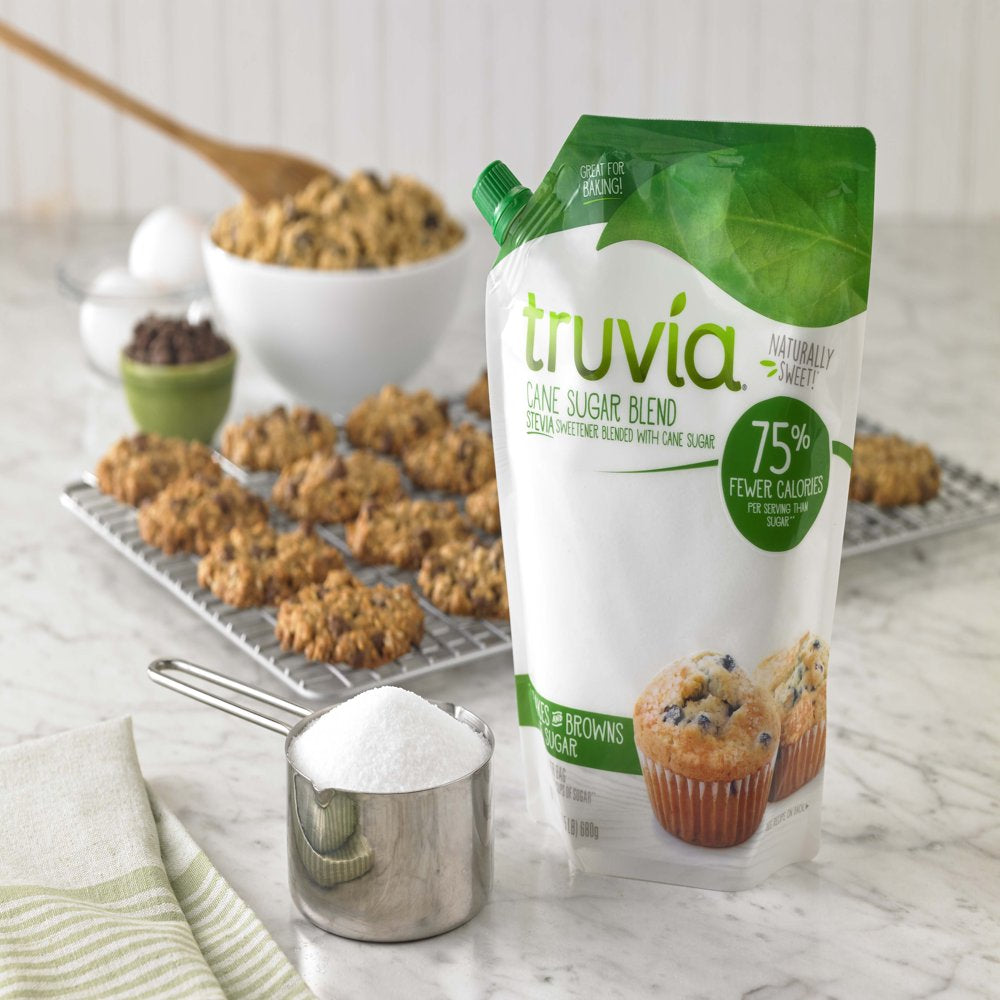 Truvia Cane Sugar Blend, Mix of Stevia Sweetener and Cane Sugar (24 Oz Bag)