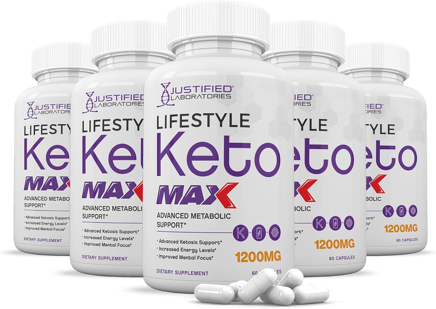 (5 Pack) Lifestyle Keto Max 1200MG Pills Includes Apple Cider Vinegar Gobhb Strong Exogenous Ketones Advanced Ketogenic Supplement Ketosis Support for Men Women 300 Capsules