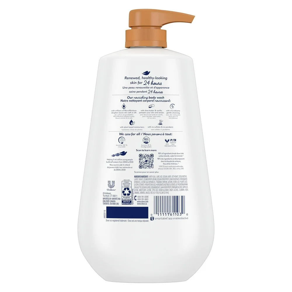 Dove Pampering Long Lasting Gentle Women'S Body Wash All Skin Type, Shea Butter & Vanilla, 30 Fl Oz