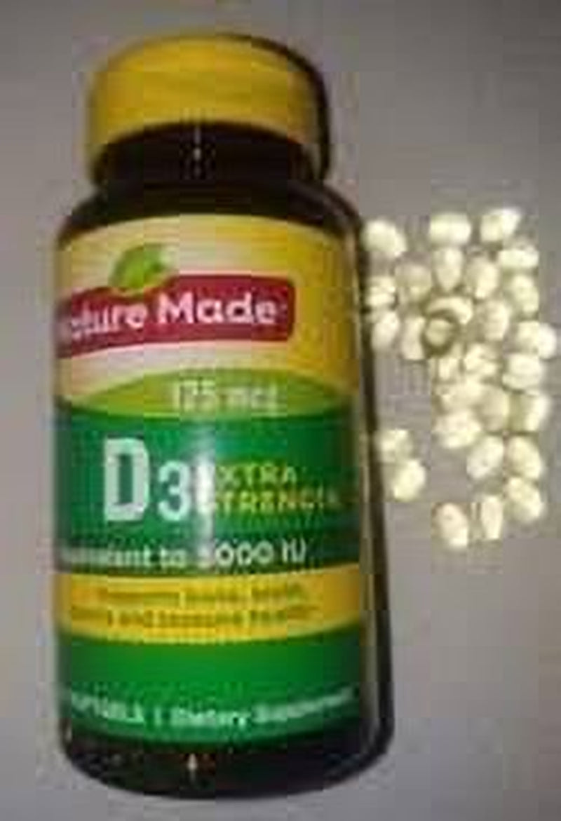 Nature Made Vitamin D3 5000 IU Ultra Strength Supports Immune Health, 90 Ct