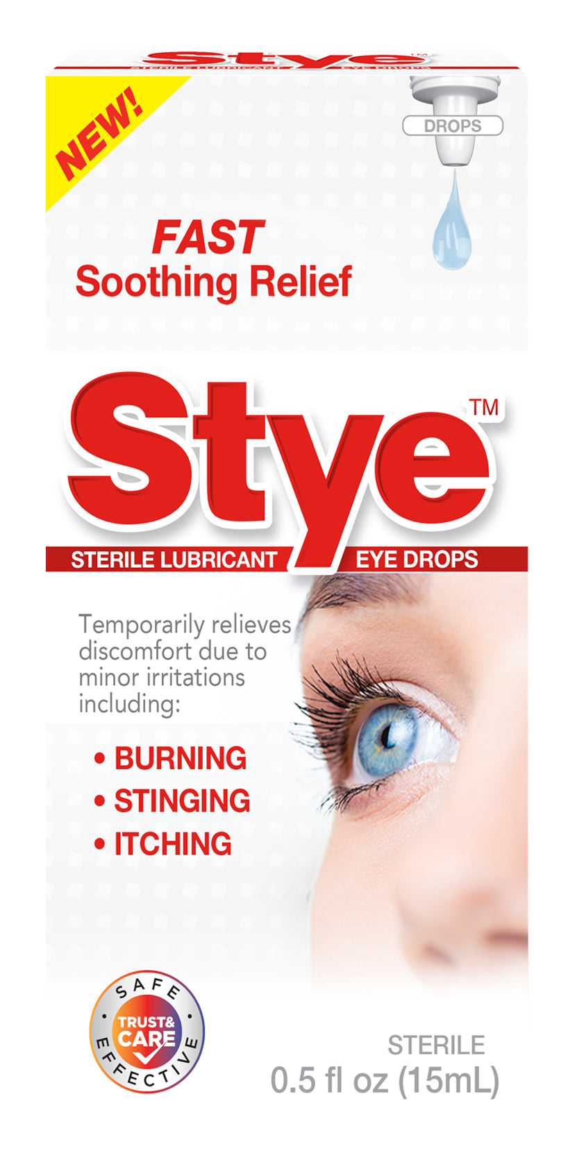 Stye Sterile Lubricant Eye Drops, Fast Soothing Relief, 0.5 Oz