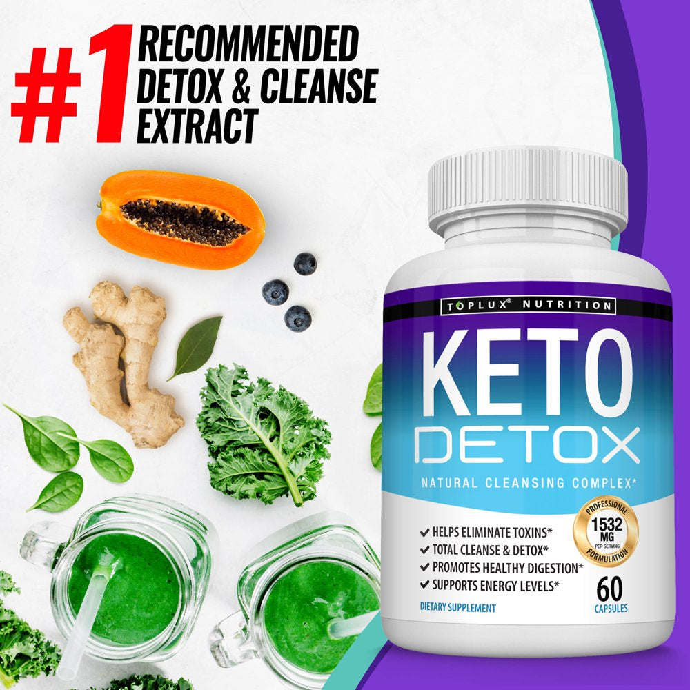 Toplux Keto Detox 1532Mg Natural Acai Colon Cleanser for Ketogenic Diet, Flush Toxins & Excess Waste Detox & Cleanse for Men and Women, 60 Capsules