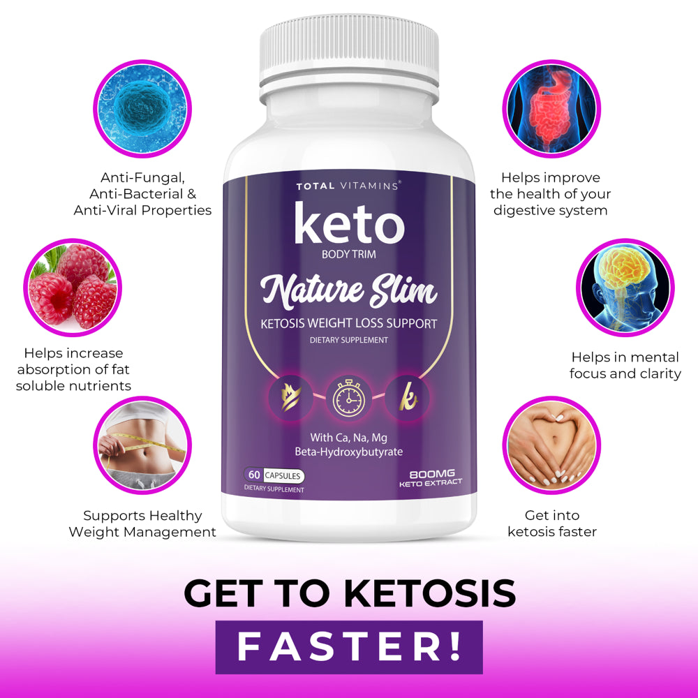 Nature Slim Keto Diet Pills 800 Mg Body Trim Ketogenix Formula for Advanced Weight Loss 60 Capsules