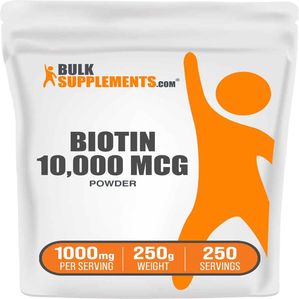 Bulksupplements.Com Biotin 1% (Vitamin B7) Powder - Biotin Vitamins for Hair Skin and Nails - Hair and Nails Vitamins for Women (250 Grams)