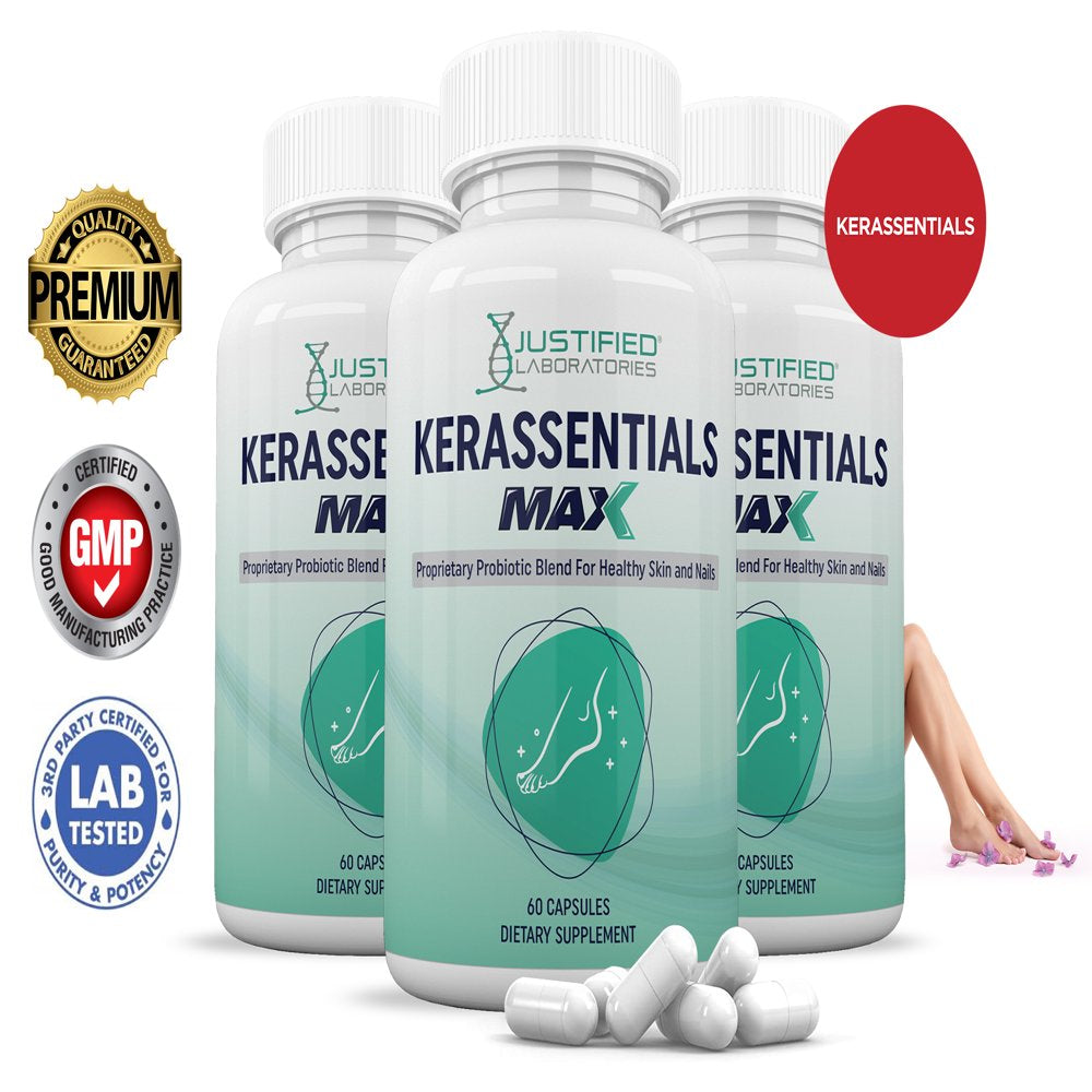 (3 Pack) Kerassentials Max 40 Billion CFU Probiotic Nail Support 180 Capsules