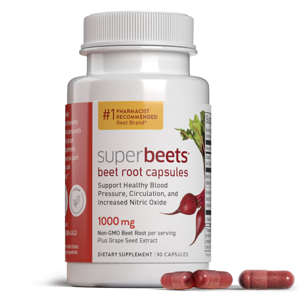 Humann Superbeets Beet Root Capsules - Support Healthy Blood Pressure - 90 Count