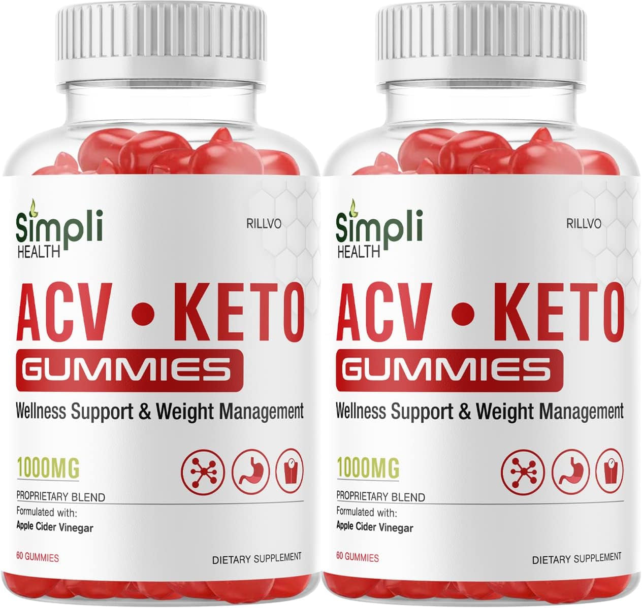 (2 Pack) Simpli ACV Keto Gummies, Simpli Health Acv+Keto Gummies Advanced Ketogenic Formula (120 Gummies