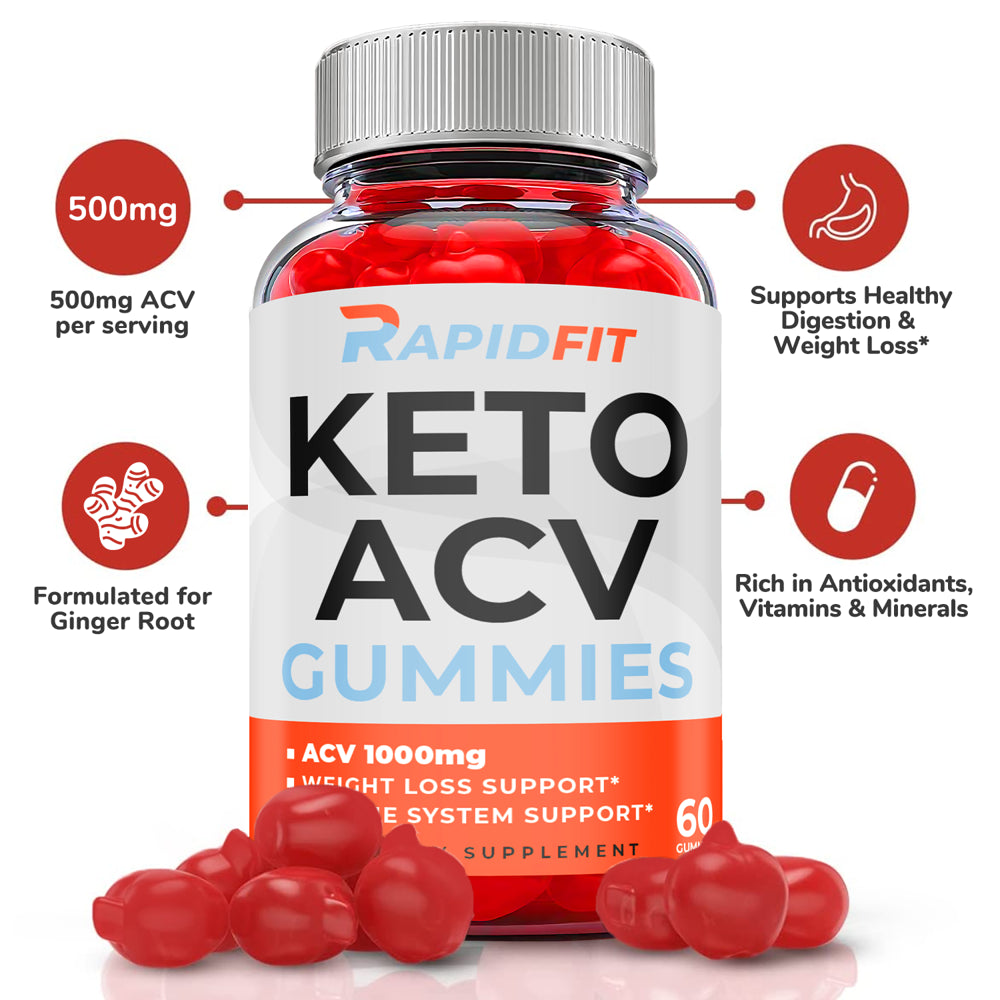 (2 Pack) Rapid Fit Keto ACV Gummies - Supplement for Weight Loss - Energy & Focus Boosting Dietary Supplements for Weight Management & Metabolism - Fat Burn - 120 Gummies