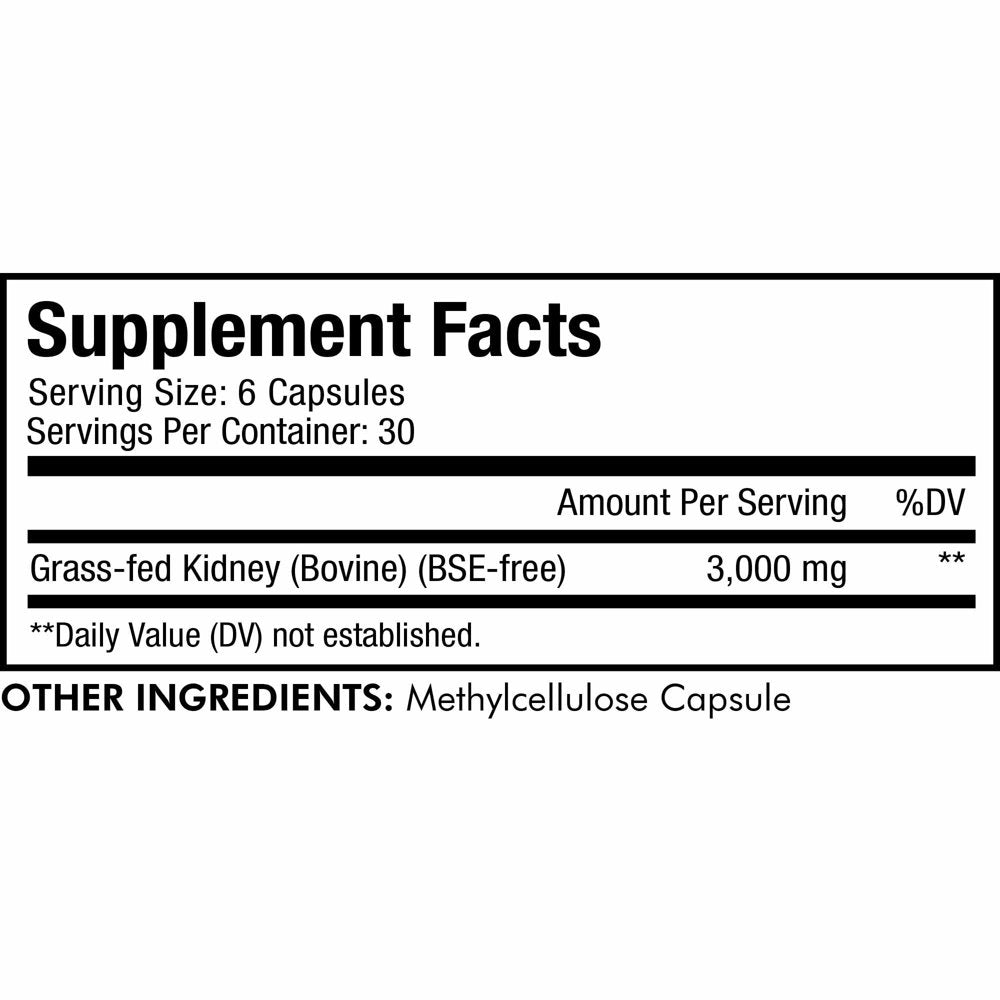 Codeage Grass-Fed Beef Kidney, Grass-Finished, Pasture-Raised, Non-Defatted Glandular Supplement, 180 Ct