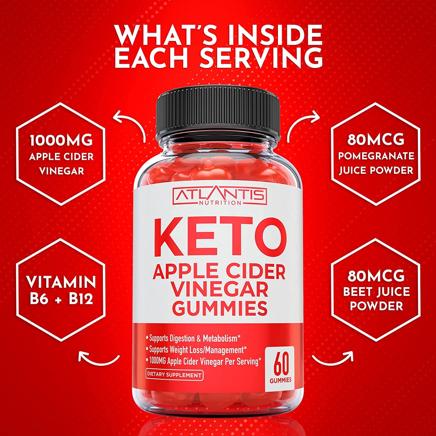 60 Keto Apple Cider Vinegar Gummies Advanced Weight Loss + 60 Tart Cherry Gummies with Celery Seed Extract