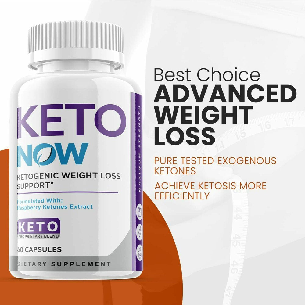 (1 Pack) Keto Now - Supplement for Weight Loss - Energy & Focus Boosting Dietary Supplements for Weight Management & Metabolism - Advanced Fat Burn Raspberry Ketones Pills - 60 Capsules