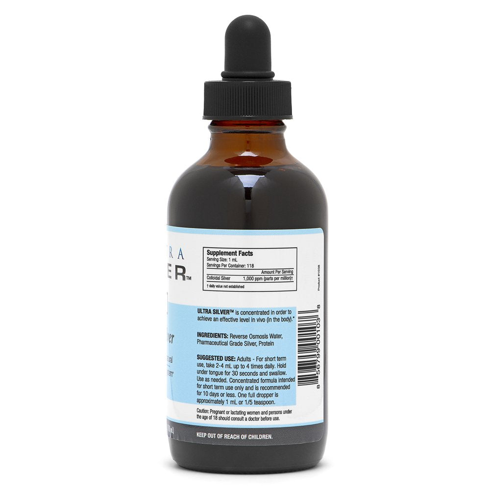 Ultra Silver® Colloidal Silver | 1000 PPM 4 Oz (118Ml) | Mineral Supplement | True Colloidal Silver - with Dropper