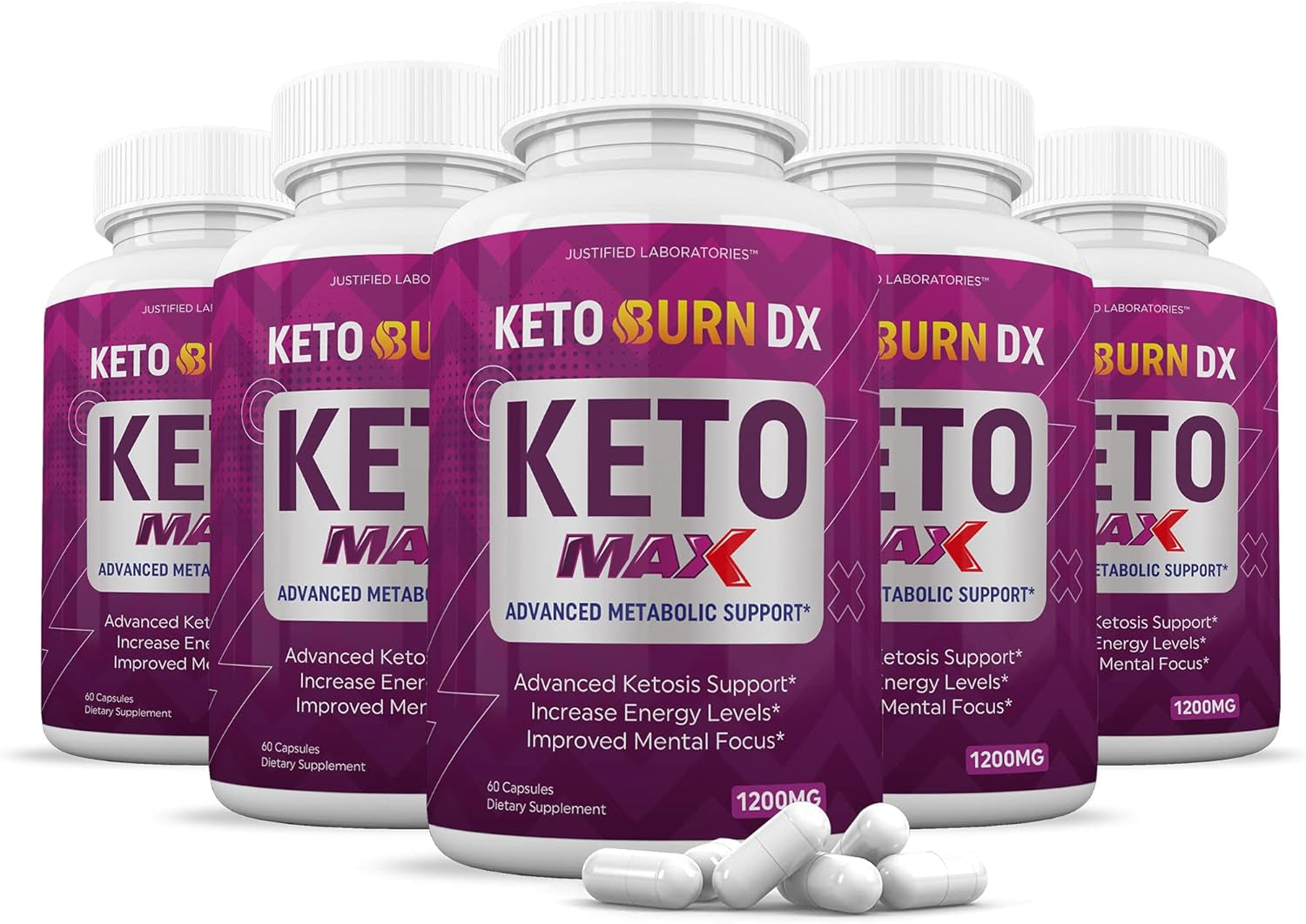 (5 Pack) Keto Burn DX Max Pills 1200MG Includes Includes Apple Cider Vinegar Gobhb Exogenous Ketones Advanced Ketosis Support for Men Women 300 Capsules