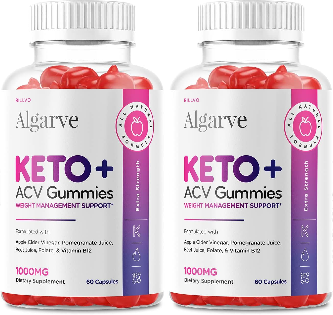 (2 Pack) Algarve Keto ACV Gummies - Advanced Formula Algarve Keto Apple Cider Vinegar Gummies (120 Gummies), (Cewvwev)