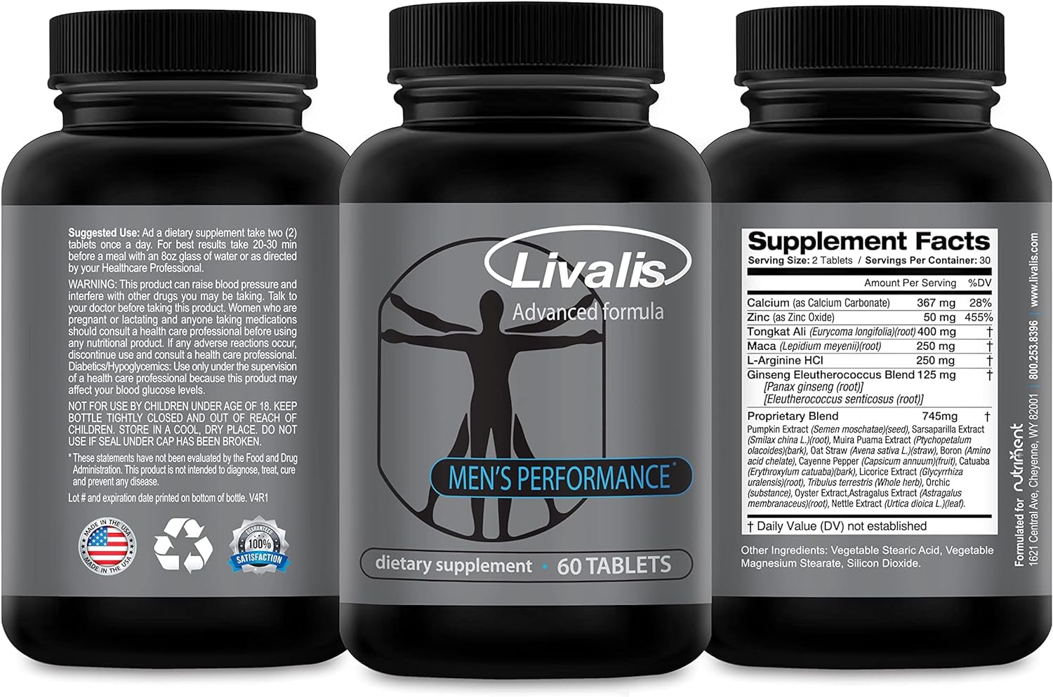 Livalis Perform- Enlargement Pills for Men- Increase Male Size 3+ in 90 Days- Mens Booster to Stop Male Performance Failure- Male Enrichment and Vitality Supplement- 60 Tablets