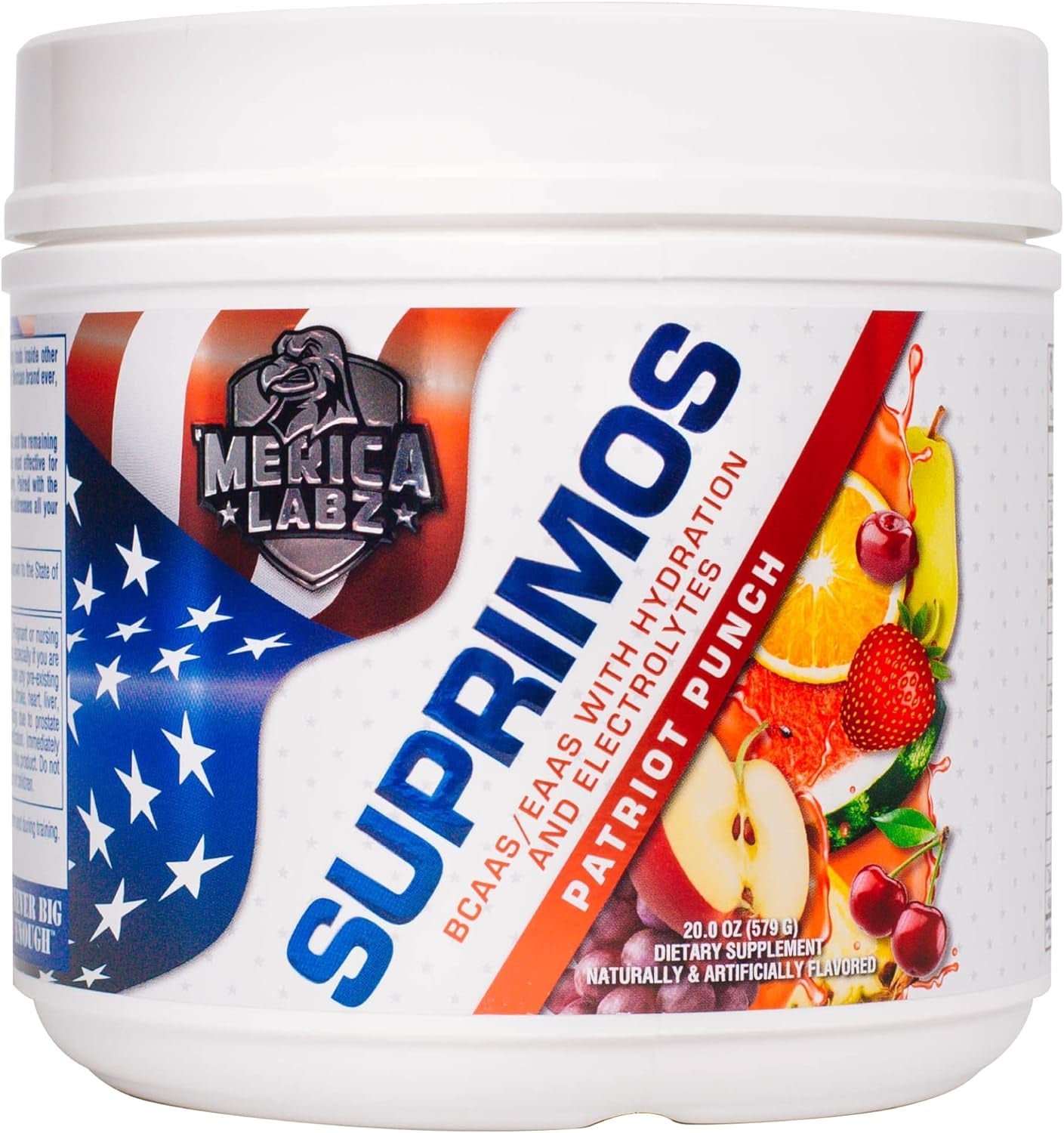 'Merica Labz Suprimos BCAA/EAA Supplement with Eletrolytes for Maximum Performance and Endurance 30 Servings (Patriot Punch)