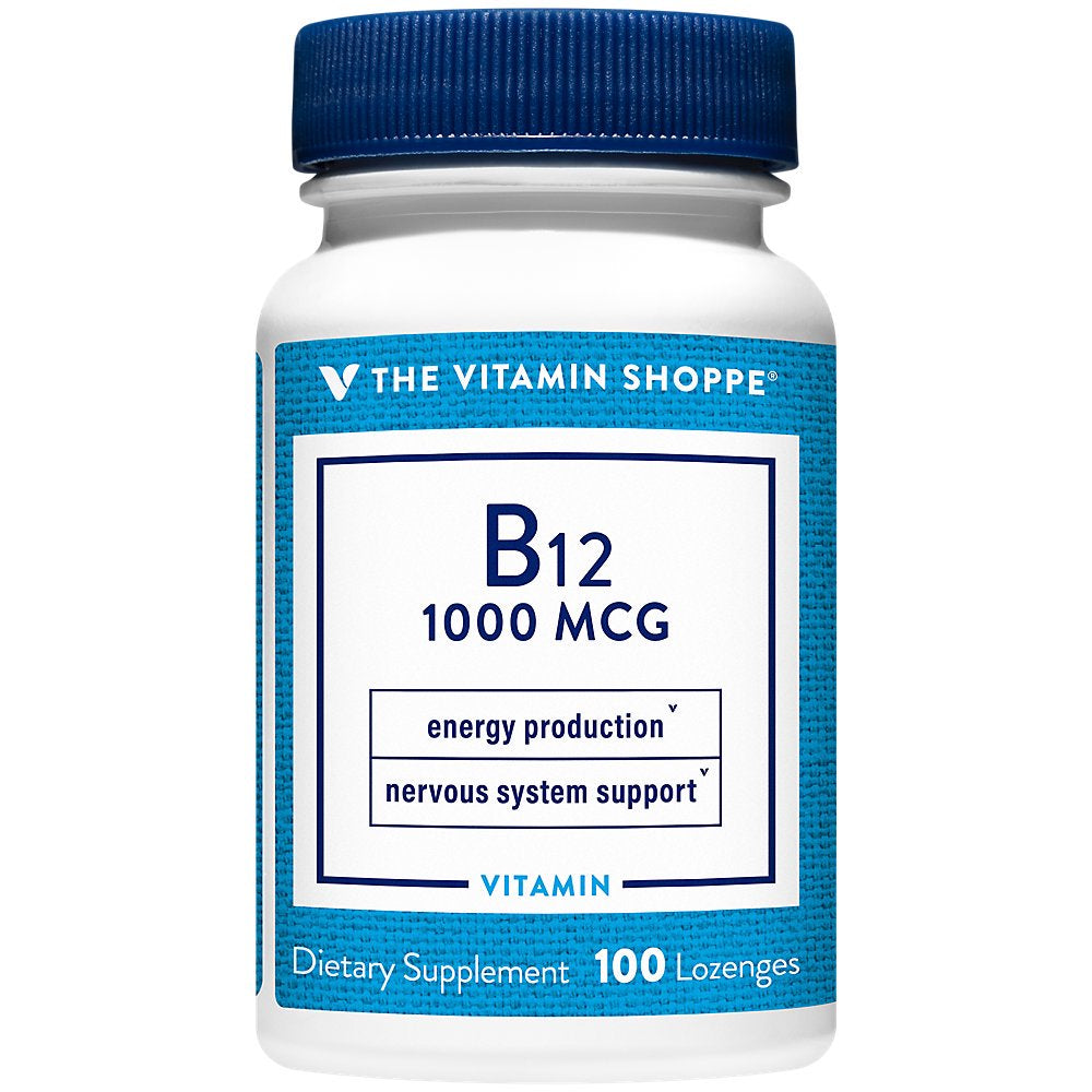 Vitamin B12 1,000Mcg - Supports Energy Production, Once Daily Dietary Supplement - Vitamin B-12 (As Cyanocobalamin), Gluten & Dairy Free (100 Lozenges) by the Vitamin Shoppe