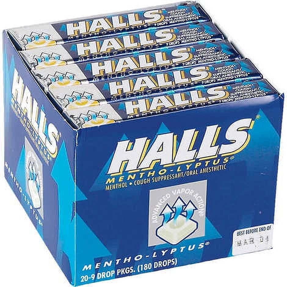 Halls Mentho-Lyptus Cough Drops 9 Pieces/Pack 20 Packs/Box AMC62479