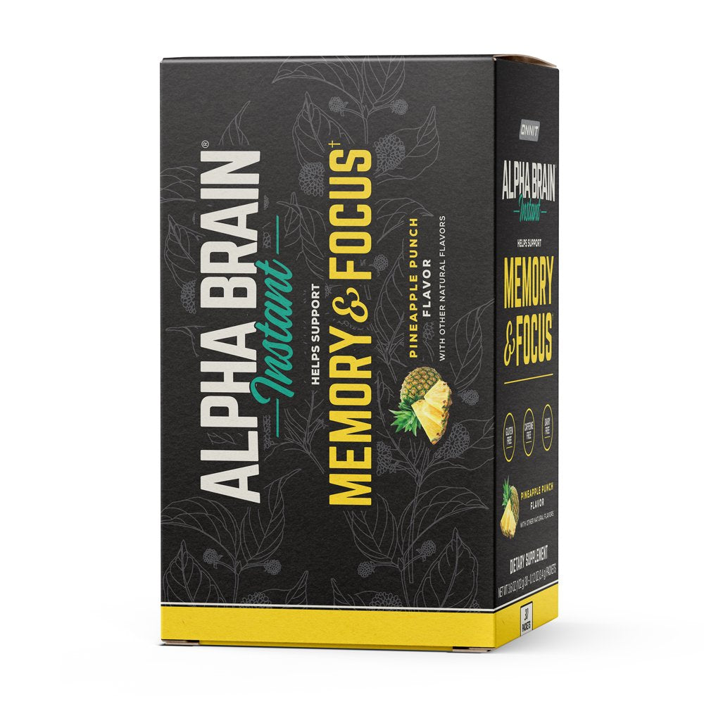 ONNIT Alpha BRAIN Instant Nootropic Brain Pineapple Punch Drink Mix, Memory/Focus Supplement, 30 Ct