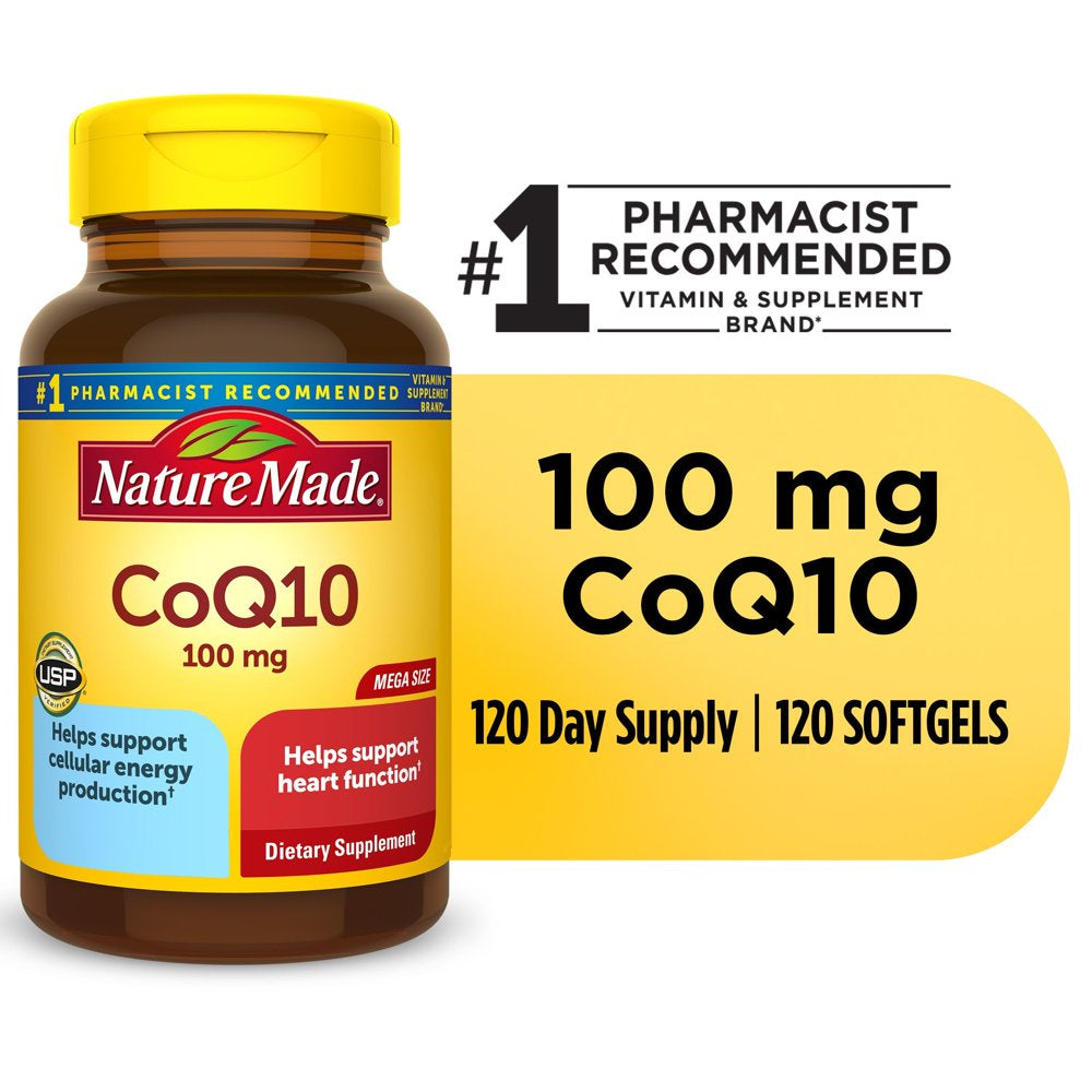 Nature Made Coq10 100Mg Softgels, Dietary Supplement for Heart Health Support, 120 Count