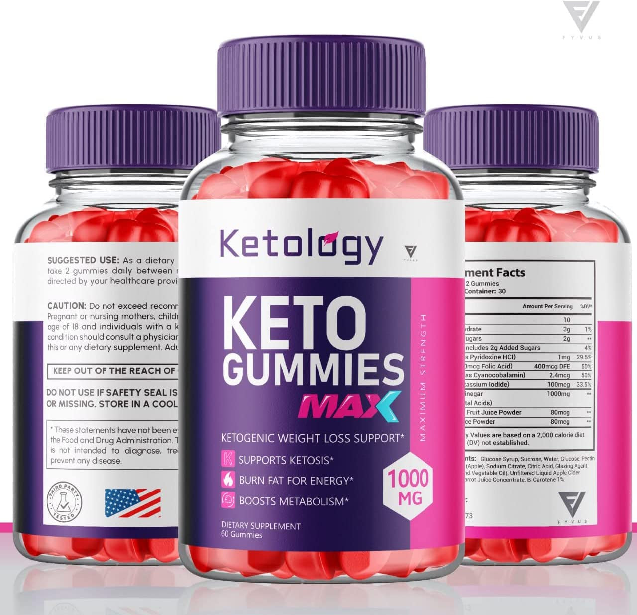 (2 Pack) Ketology Keto ACV Gummies Advanced Weight Loss Ketosis Supplement, Ketology Keto + ACV Ketogenic Apple Cider Vinegar 525MG (120 Gummies)