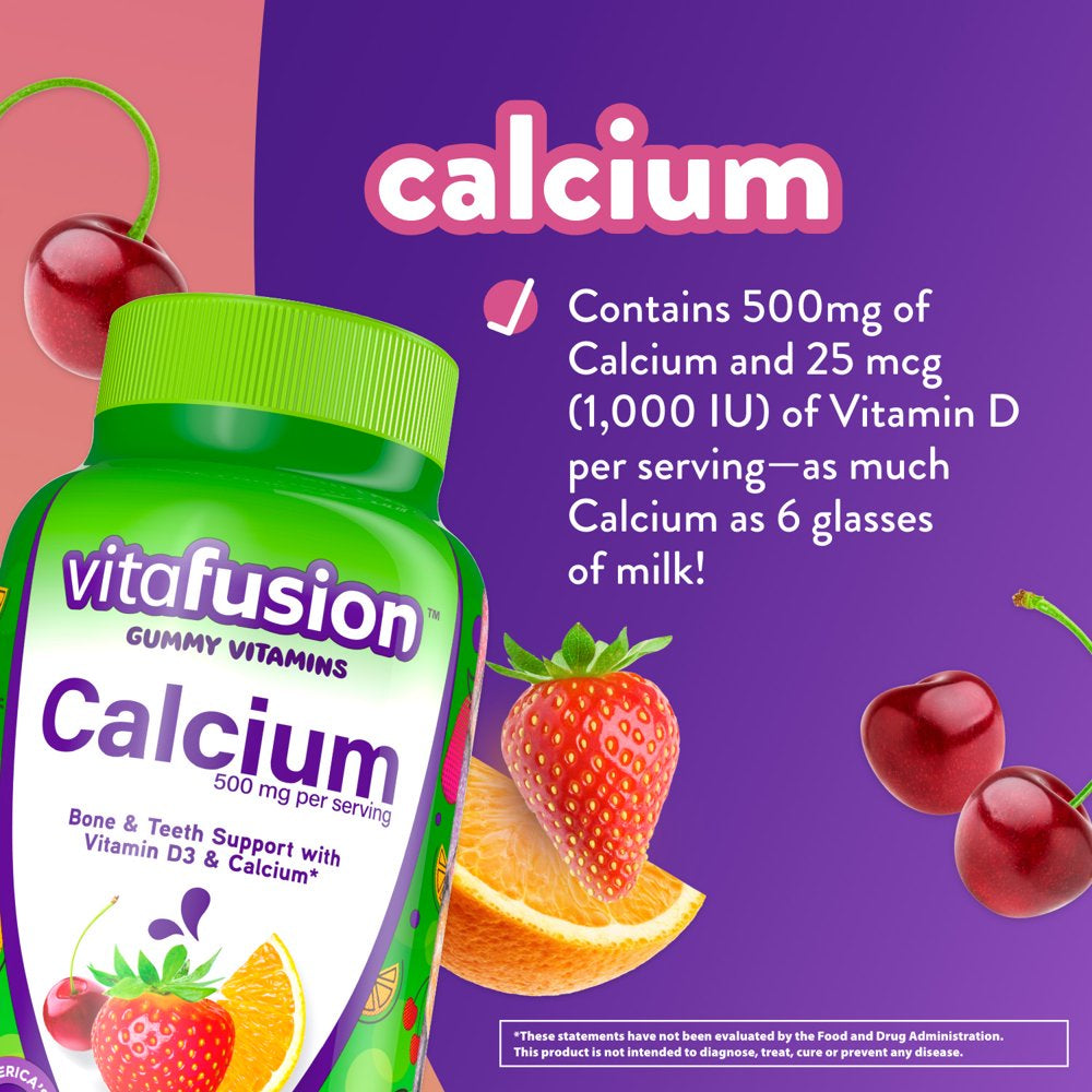 Vitafusion Chewable Calcium Gummy Vitamins, Fruit and Cream Flavored, 100 Count