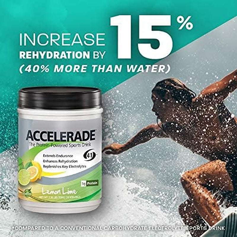 Accelerade Pacifichealth, All Natural Sport Hydration Drink Mix with Protein, Carbs, and Electrolytes for Superior Energy Replenishment - Net Wt. 2.06 Lb, 30 Serving (Lemon Lime) with Shaker