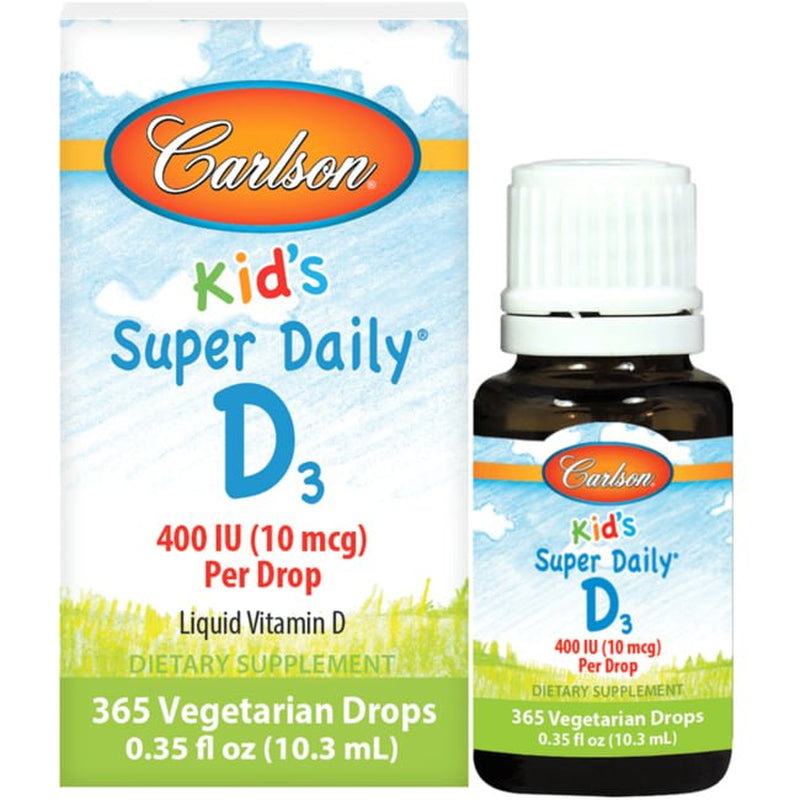 Carlson - Kid'S Super Daily D3, Vitamin D Drops, 400 IU (10 Mcg) per Drop, Vegetarian, Unflavored, 365 Drops