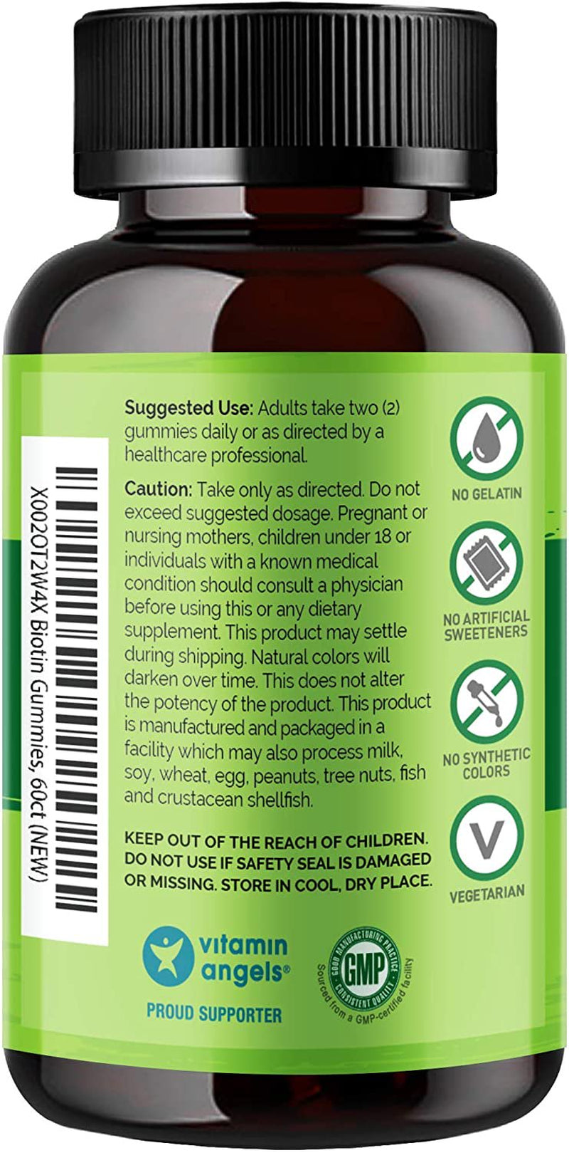 NATURELO Biotin Gummies - Supports Healthy Hair, Skin & Nails - High Potency 2500 Mcg - Non GMO, Gluten Free - 60 Gummies