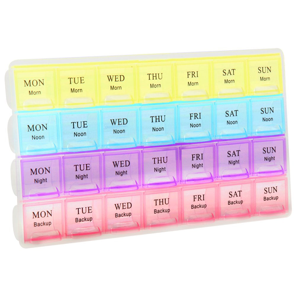 UUGEE Weekly Pill Organizer 4 Times a Day Portable 7 Day Medication Box