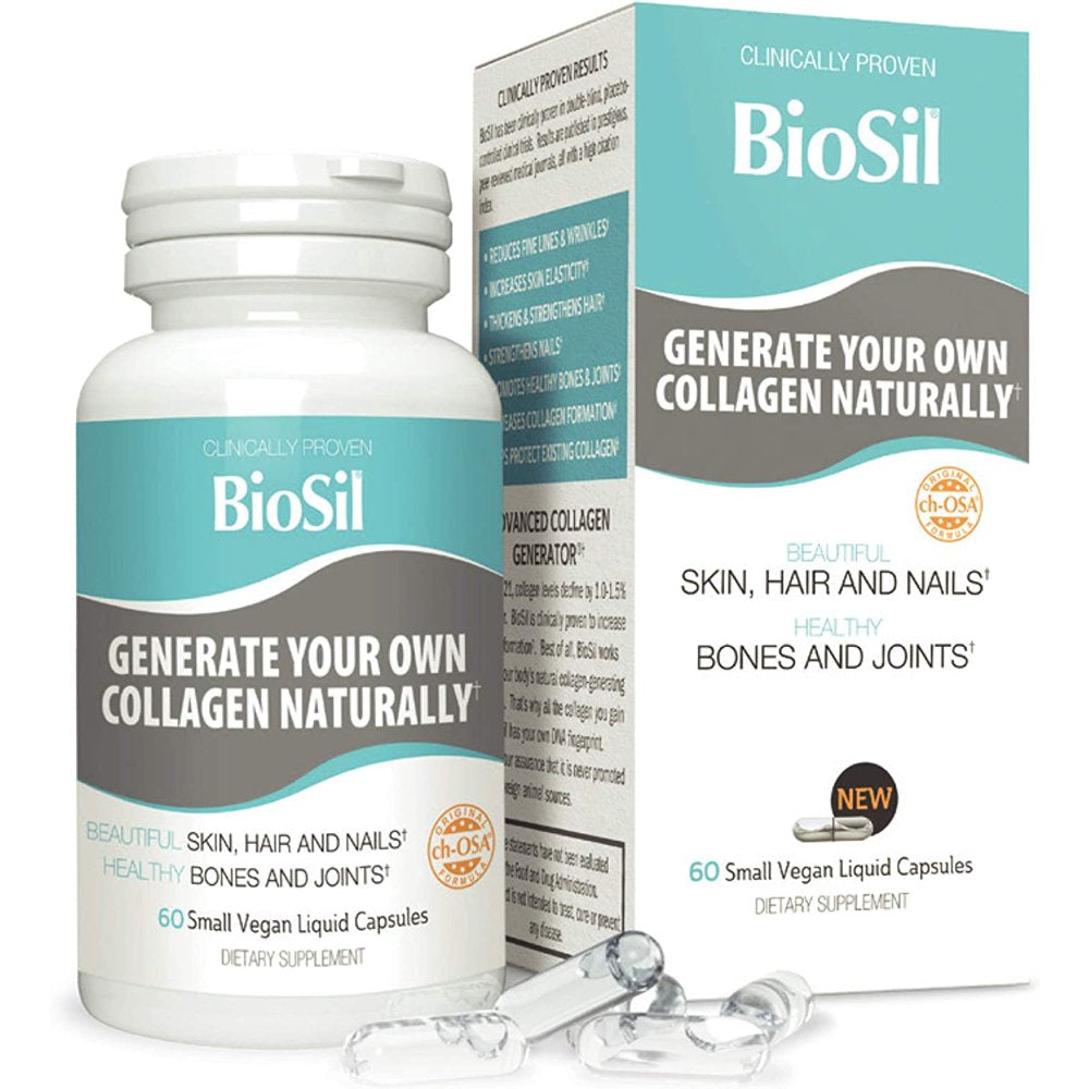 Biosil Advanced Collagen Generator Pills, Collagen Booster Supplement for Hair, Skin and Nails & Bone and Joint Support Mini Capsules 60Ct *EN