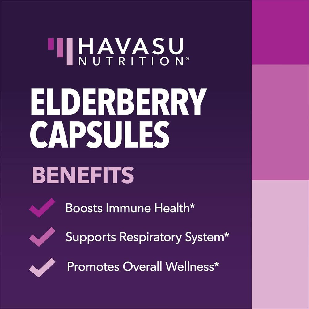 Havasu Elderberry Capsules with Zinc & Vitamin C | Black Elderberry Antioxidants & Immune Supplement, 60Ct