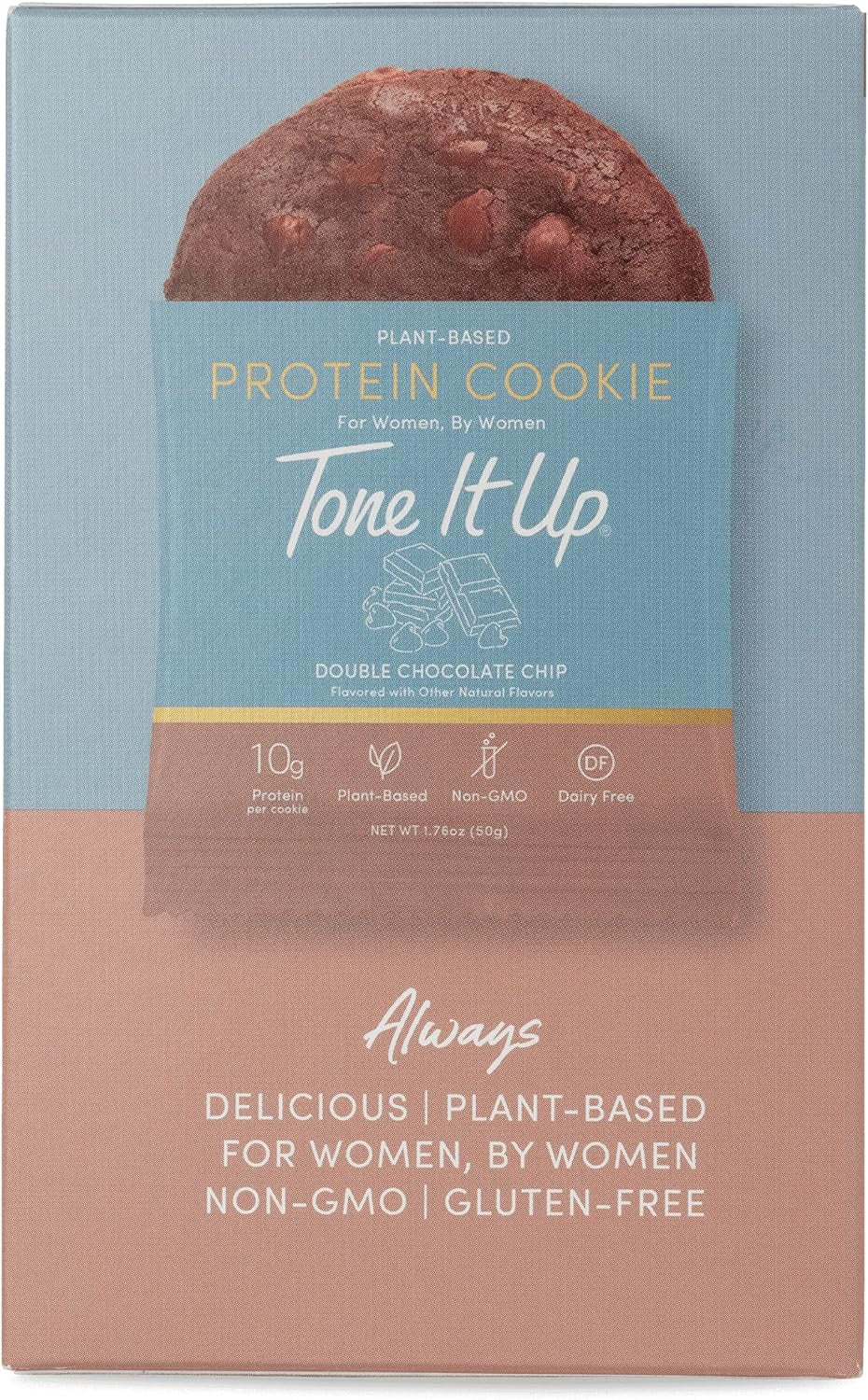 Tone It up Protein Cookies - Plant Based Pea Protein, Non-Gmo, Gluten-Free, Dairy Free Nutrition I 10G of Protein (4 Count) – Double Chocolate Chip