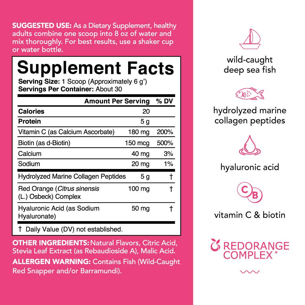 Sports Research Collagen Beauty Complex, Marine Collagen, Watermelon Yuzu, 6.38 Oz (181 G)