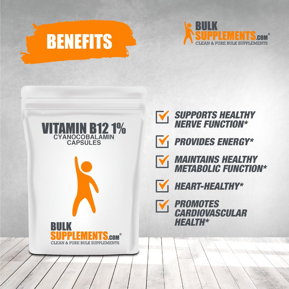 Bulksupplements.Com Vitamin B12 1% (Cyanocobalamin) Powder, 20Mg - Nerve Heath - Energy Production (50G - 2500 Servings)