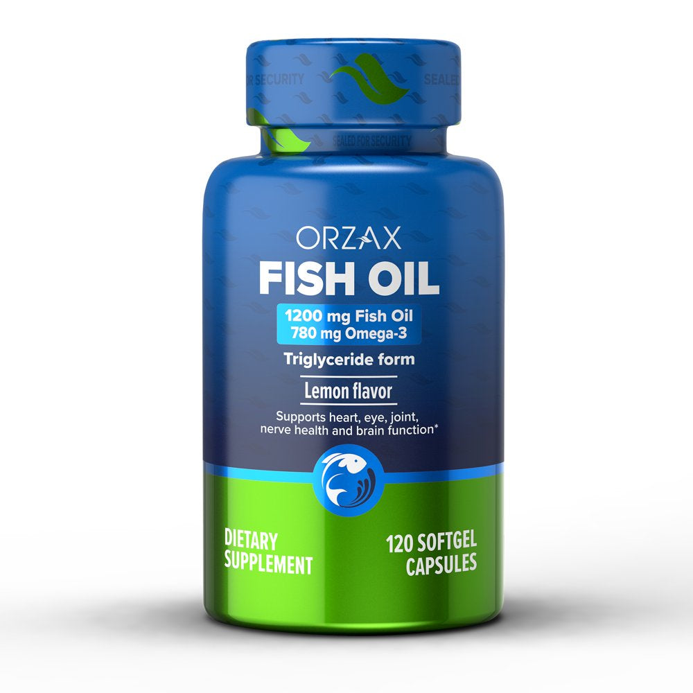 ORZAX Omega 3 Fish Oil - EPA DHA Omega 3 Supplement - Heart, Eye, Joint, and Nerve & Brain Supplement - Lemon - 120 Softgels Capsules